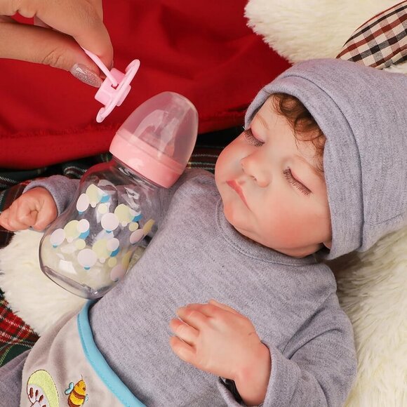 18 Inch Reborn Baby Doll Boy Realistic Sleeping Vinyl Body Toy for Kids Age 3 - Picture 3 of 9